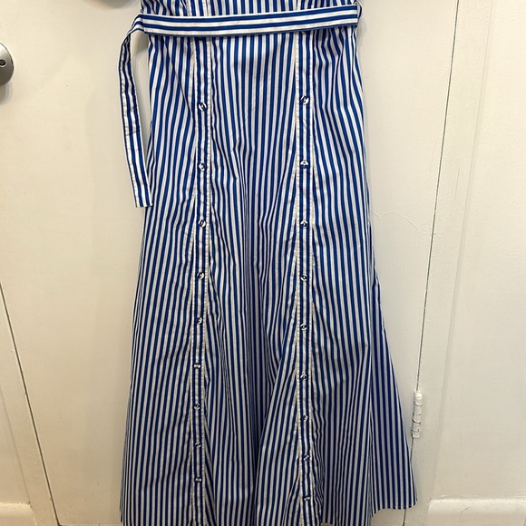 Nicholas striped cotton maxi summer dress blue US size 4 small - Picture 9 of 15